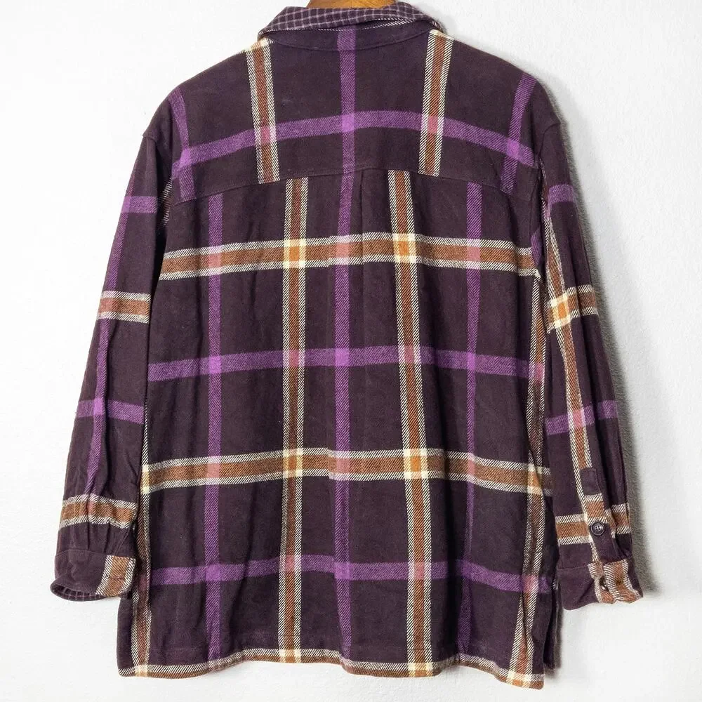 Madewell Rigby Plaid Shacket Purple Orange XL Oversized Heritage Layer - Picture 3 of 11